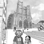 illustration de la place de la cathédrale à Amiens par Valentine CHOQUET illustratrice freelance